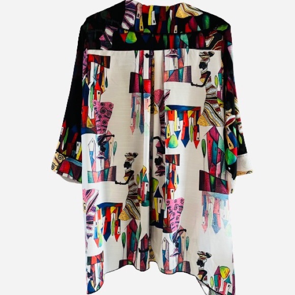 Radzoli by Fully Fashion Button Up Tunic Sharkbite Hem Pockets Pleated Back - Picture 3 of 10